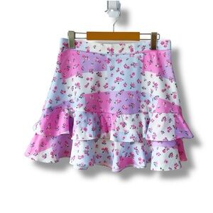 Doll’s Kill Sugar Thrillz Patchwork Rose Print Mini Skirt Size L